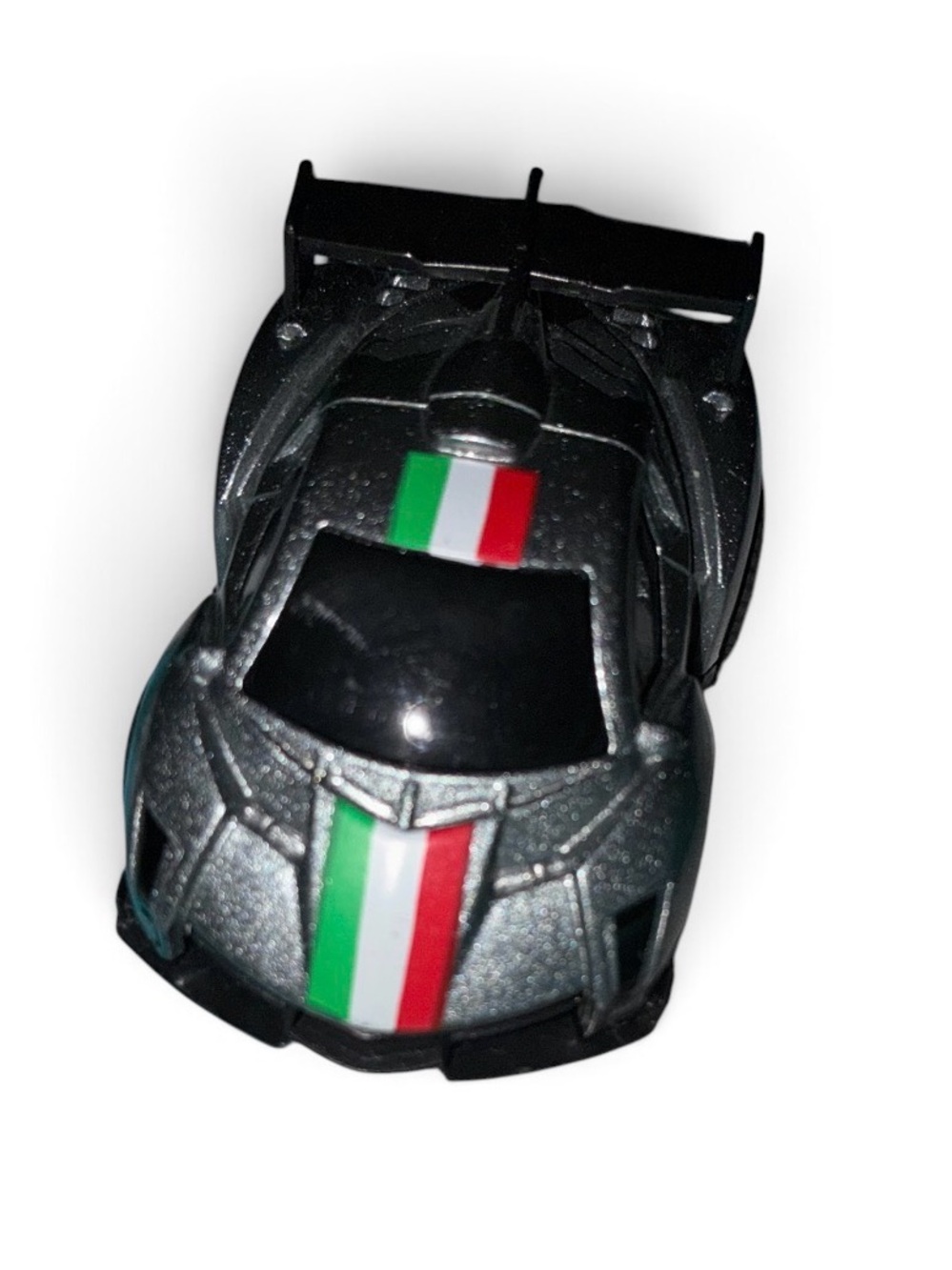 Die-Cast Kids Race Car Toy - Metallic Gray with Italian Stripe